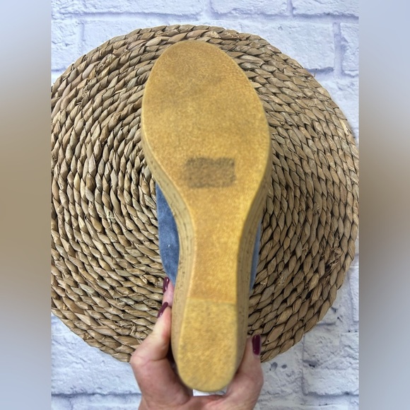 Mila Paoli Blue Suede Wedge Sandals. Open Toe. Made in Italy. Size 8.5 - Picture 3 of 6